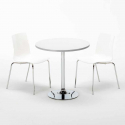 Tavolino Rotondo Bianco 70x70 cm con 2 Sedie Colorate Lollipop Silver Stock