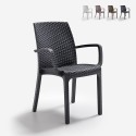 Sedia rattan impilabile braccioli giardino bar esterno Indiana BICA Offerta