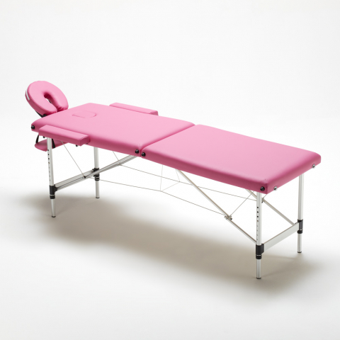 Lettino da Massaggio Alluminio Pieghevole 210 cm Shiatsu rosa II scelta