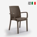 Stock 18 sedie rattan impilabili braccioli giardino esterno Indiana BICA Sconti
