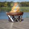 Braciere da giardino in acciaio effetto ruggine barbecue a legna Awen Stock