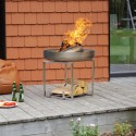 Braciere esterno giardino portalegna barbecue Ø 63cm acciaio ruggine Nagliai Offerta