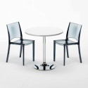 Tavolino Rotondo Bianco 70x70 cm con 2 Sedie Colorate Trasparenti B-Side Spectre Sconti