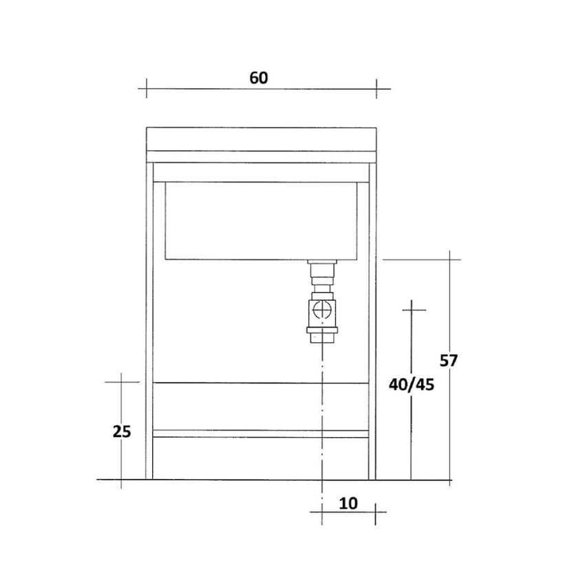 Edilla Montegrappa mobile lavatoio 2 ante 60x60cm lavabo asse in legno