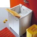 Lavatoio mobile lavanderia 63x60cm 2 ante lavabo ceramica Acqua Edilla