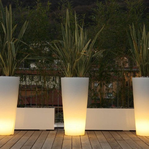 Vaso per piante luminoso luce LED RGB solare esterno Arkema Tondo h86