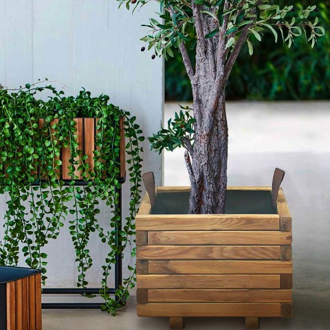 Fioriera in legno 40x40cm per piante giardino terrazzo esterno Gladys Promozione