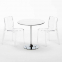 Tavolino Rotondo Bianco 70x70 cm con 2 Sedie Colorate Trasparenti Femme Fatale Spectre Stock