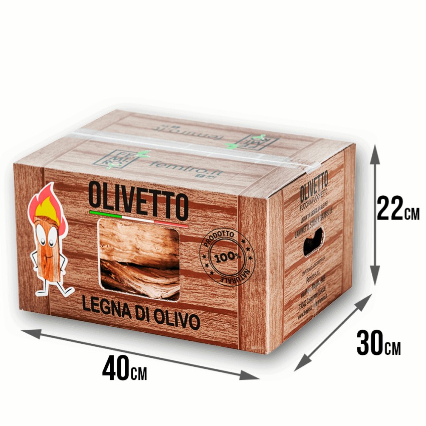 Olivetto legna di ulivo da ardere 400kg scatola su bancale per camino