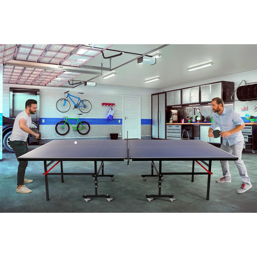 Table de Ping Pong 274x152,5cm Professionnelle Pliable Avec Filet Raquettes Balles Booster