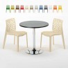 Tavolino Rotondo Nero 70x70 cm con 2 Sedie Colorate Gruvyer Cosmopolitan Vendita