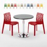 Tavolino Rotondo Nero 70x70 cm con 2 Sedie Colorate Gruvyer Cosmopolitan Scelta