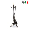 Set 4 accessori in ferro battuto e ottone per camino barra liscia Hild