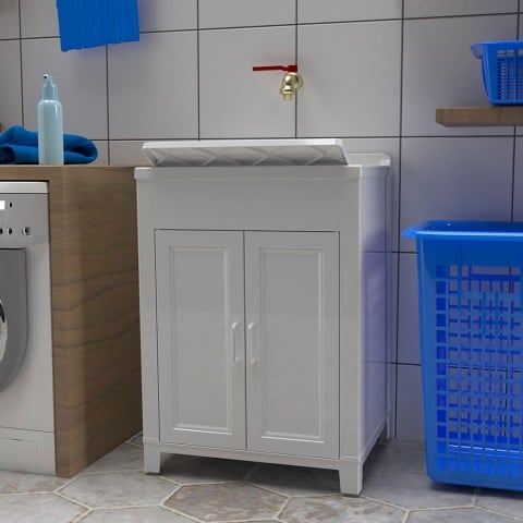 Mobile con vasca lavatoio 2 ante in resina per lavanderia 60x50cm Mong Promozione