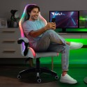Sedia gaming bianca poltrona massaggiante LED reclinabile ergonomica Pixy Plus Vendita