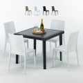 Tavolino Quadrato Nero 90x90 cm con 4 Sedie Colorate Bistrot Passion Promozione