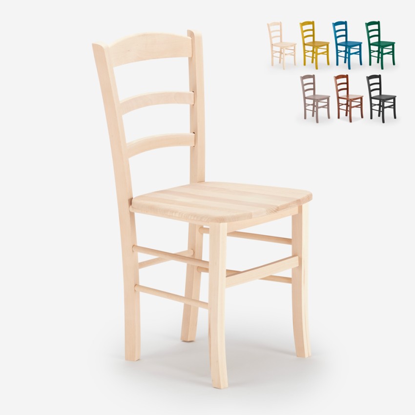 Sedie in legno massello classiche rustiche ristorante bar cucina colorata Paesana Wood Vendita