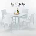 Tavolino Quadrato Bianco 90x90 cm con 4 Sedie Colorate Bistrot Arm Love Promozione