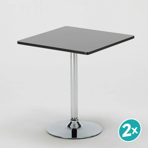 2 x Tavolino bar quadrato 70x70 Bistrot nero II scelta