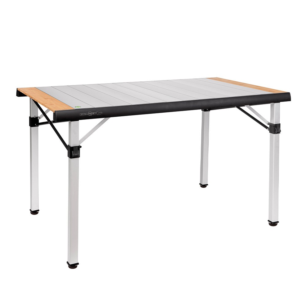 Tavolo campeggio 120,5x70 pieghevole alluminio legno Quadra Tropic 4 Brunner