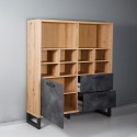 Libreria stile industriale design 1 anta 2 cassetti soggiorno ufficio Cratfy
