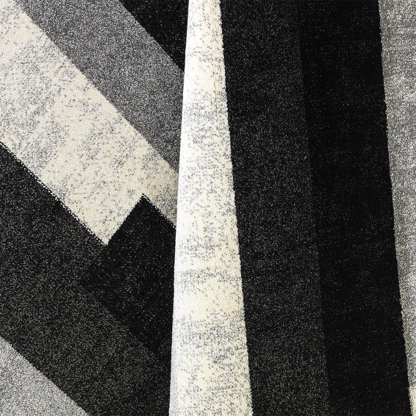 GRI224 tappeto moderno design geometrico pelo corto grigio bianco nero