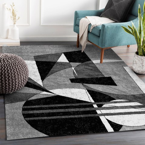 Tappeto rettangolare design geometrico moderno grigio bianco nero GRI229