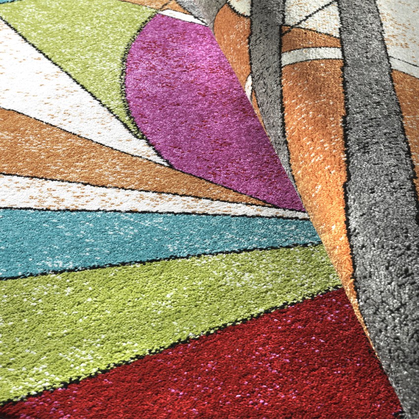 MUL436 tappeto rettangolare multicolore stile geometrico a pelo corto