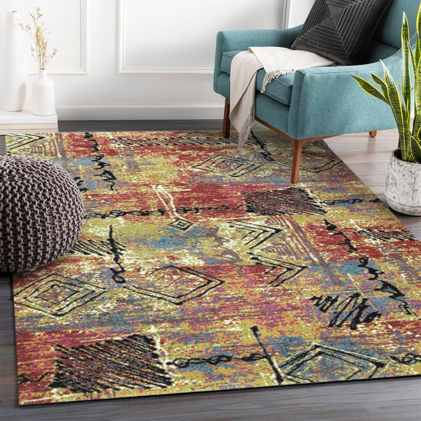 MUL437 tappeto salotto cucina rettangolare arte moderna multicolore