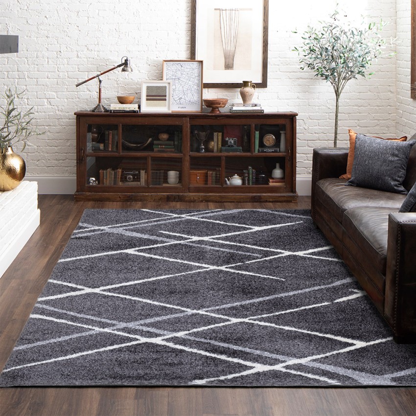 SGRI006 tappeto rettangolare a pelo lungo stile shaggy design moderno