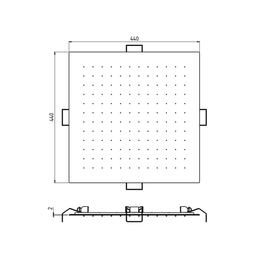 FRM39115 soffione incasso soffitto doccia quadrato 44x44cm acciaio cromato