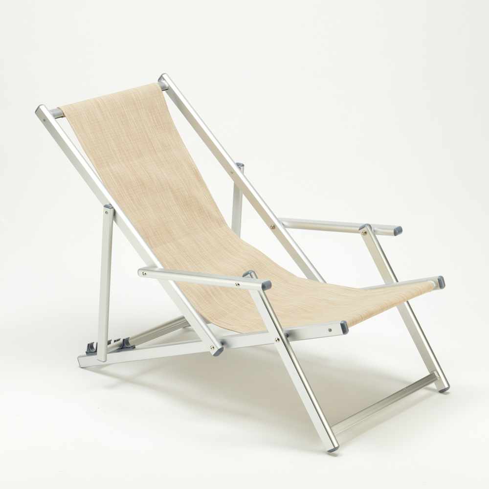 Sedia Sdraio Alluminio Con Braccioli RICCIONE LUX Beige Seconda Scelta Sedia Sdraio Alluminio Con Braccioli RICCIONE LUX Beige Seconda Scelta