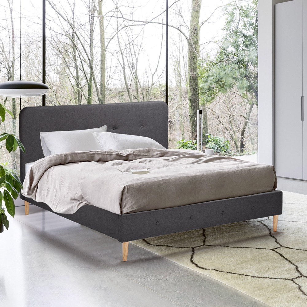 Letto Matrimoniale Nordico tessuto e legno 160x190 Friborg King
