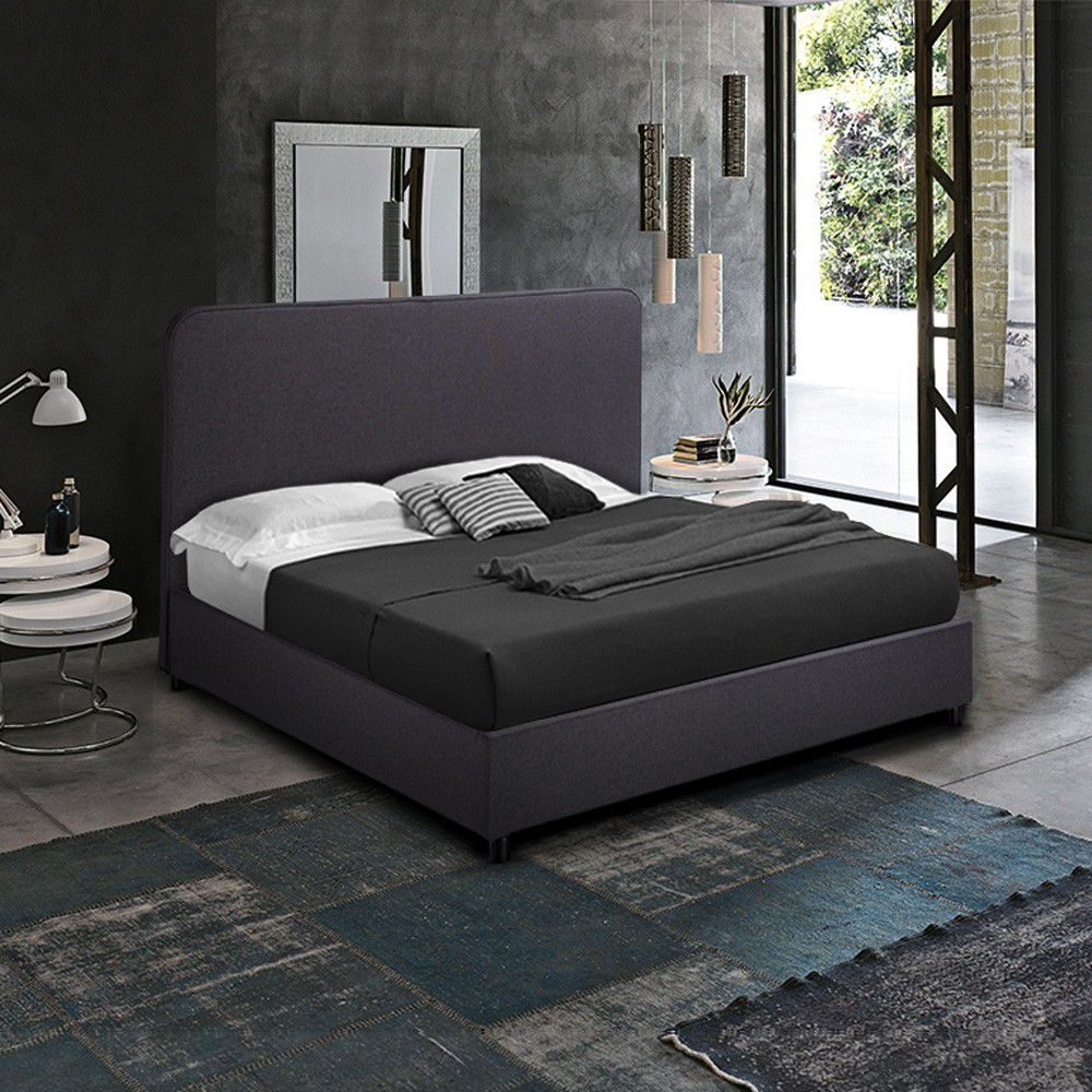 Letto francese una piazza e mezza in tessuto con rete 120x190 Zurich