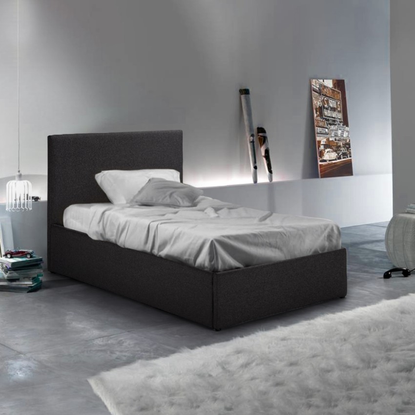 Letto singolo 1 piazza con rete e contenitore 80x190 Basel Twin 