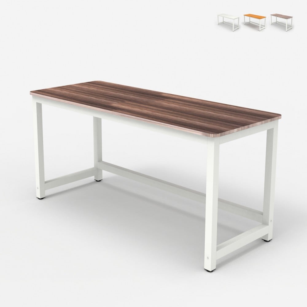 Scrivania ufficio rettangolare 120x60cm legno metallo moderno bianco Bridgewhite 120