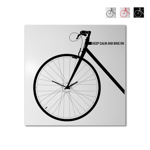 Orologio da parete moderno quadrato 50x50cm design bicicletta Bike On Promozione
