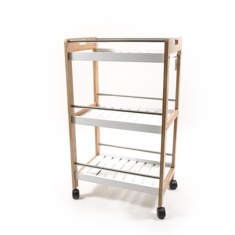 Carrello cucina portavivande salvaspazio 3 ripiani legno metallo George