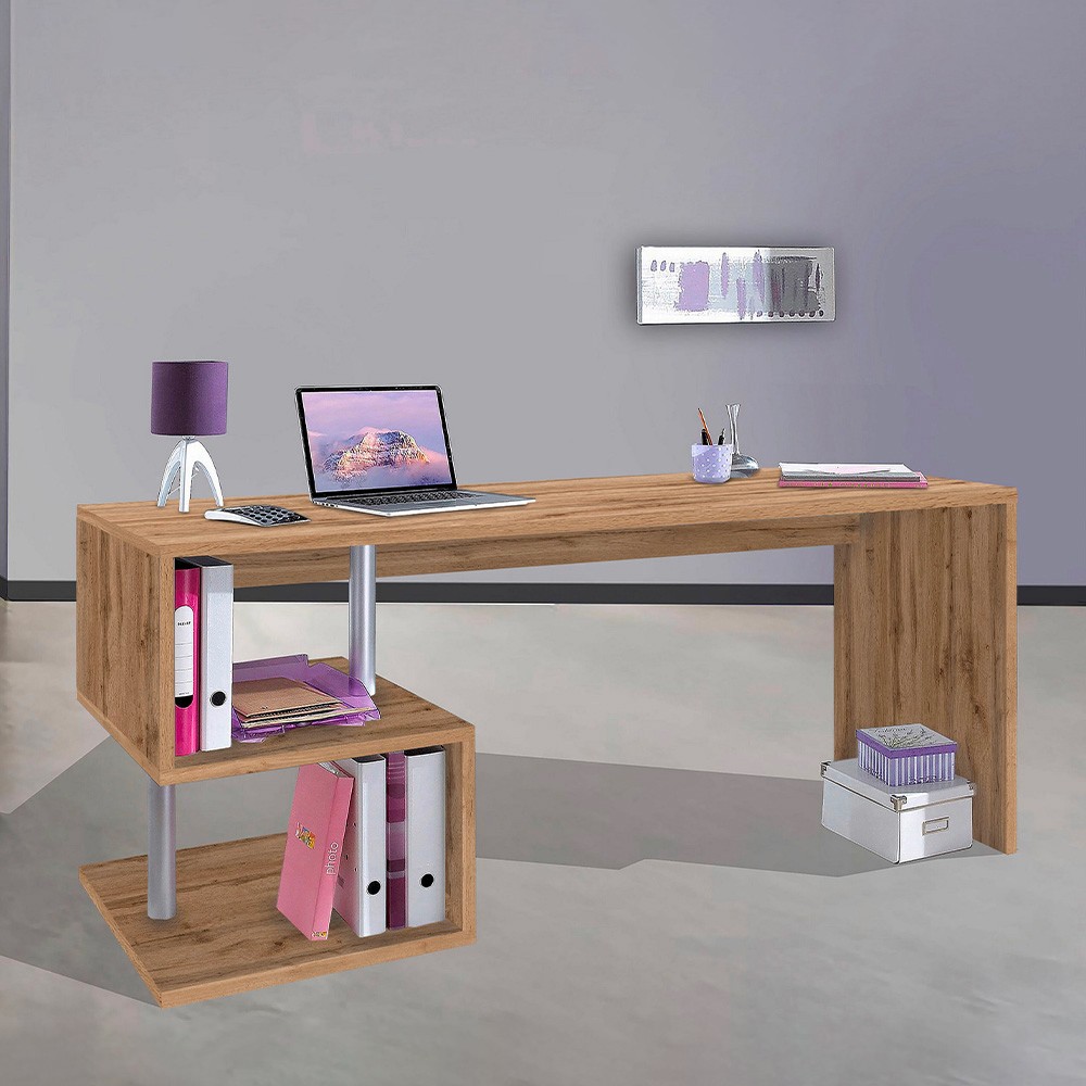 Scrivania ufficio smart working moderna in legno 180x60cm Esse 2 Wood