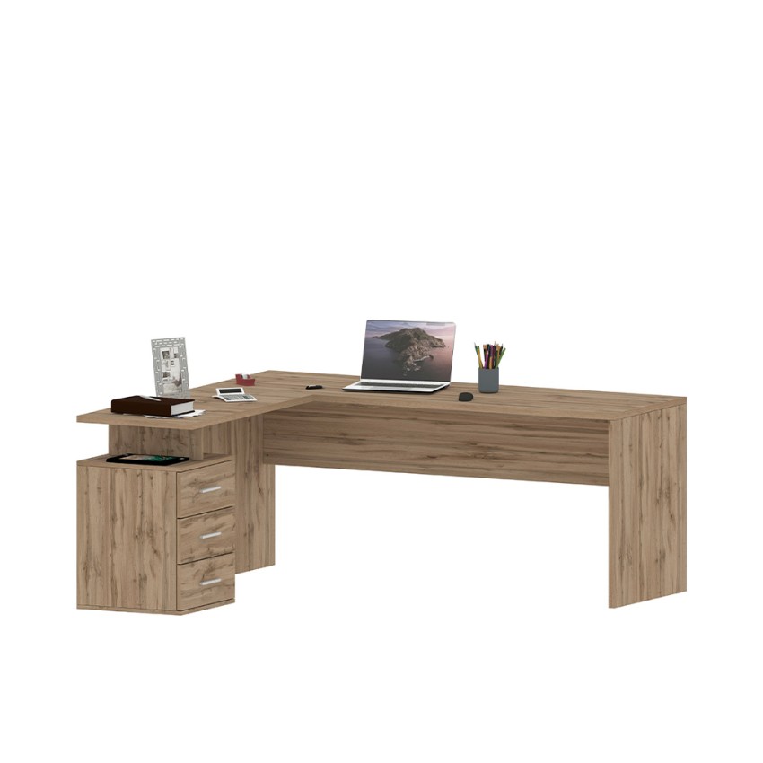 New Selina WD scrivania ufficio angolare moderna in legno 3 cassetti