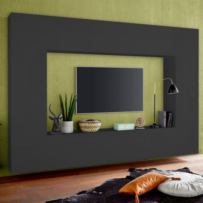 Note Mold parete attrezzata moderna soggiorno porta TV 2 armadi pensile