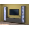 Parete attrezzata mobile TV sospesa design moderno nera 2 vetrine Liv RT Saldi