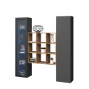 Parete attrezzata sospesa moderna armadio libreria vetrina nera Tilla RT Offerta