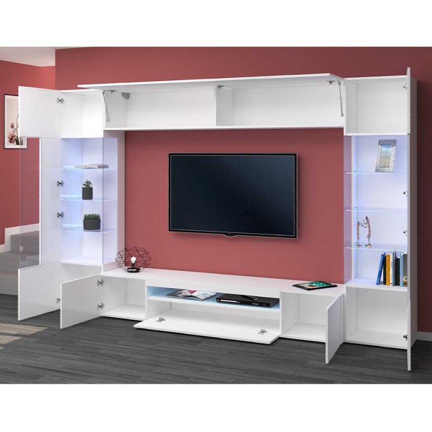 Set di porta TV KUZEY 180 cm rovere e bianco - soggiorno decorazione