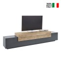 Mobile porta TV design moderno 240cm grigio e legno Corona Low Hound Vendita