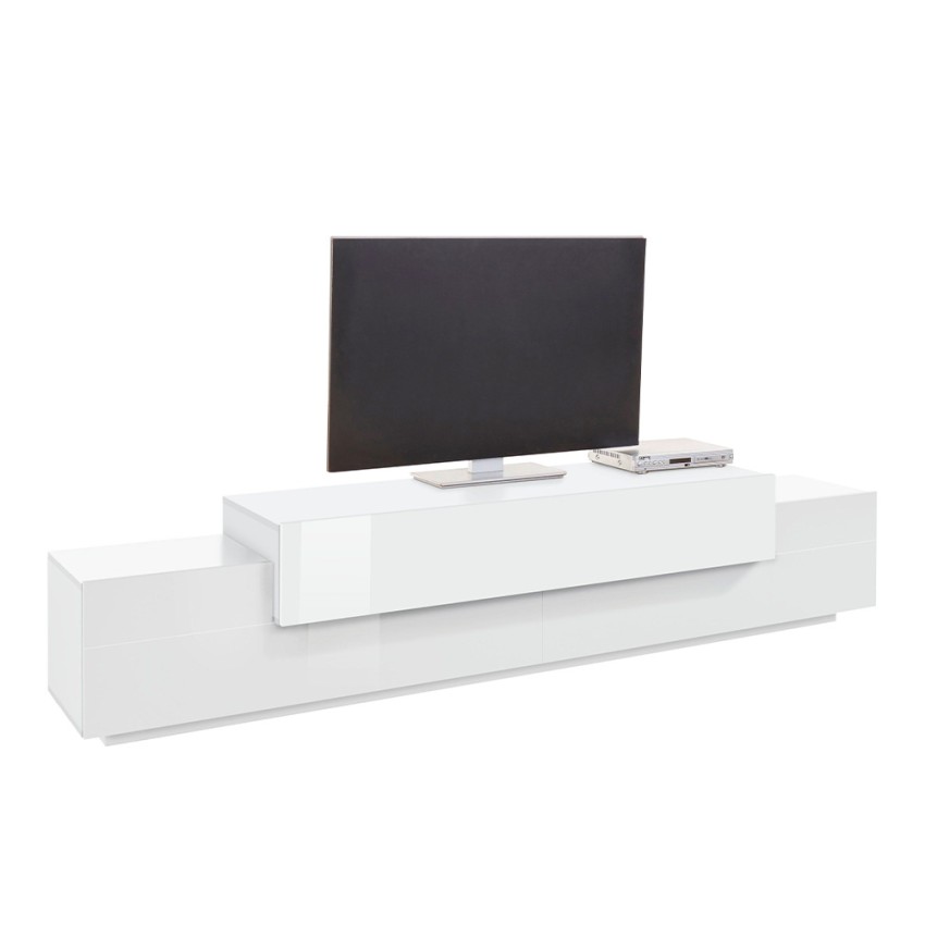 Corona Low Bial mobile TV design moderno 240cm bianco 4 vani e 3 ante