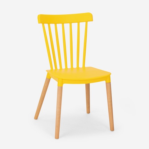 Sedia design moderno legno polipropilene ristorante bar cucina Praecisura giallo II scelta Promozione