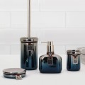 Set accessori bagno porta sapone portaspazzolino ceramica cromo/blu Stark Promozione