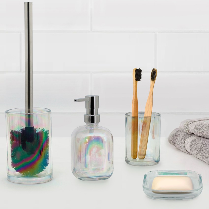 Opal set accessori bagno vetro bicchiere porta spazzolini porta sapone