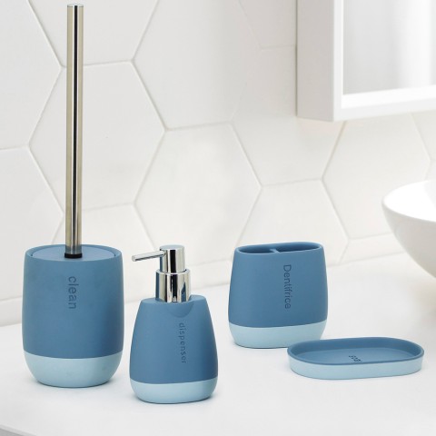 Accessori bagno porta sapone dispenser porta spazzolini azzurro Silk Promozione